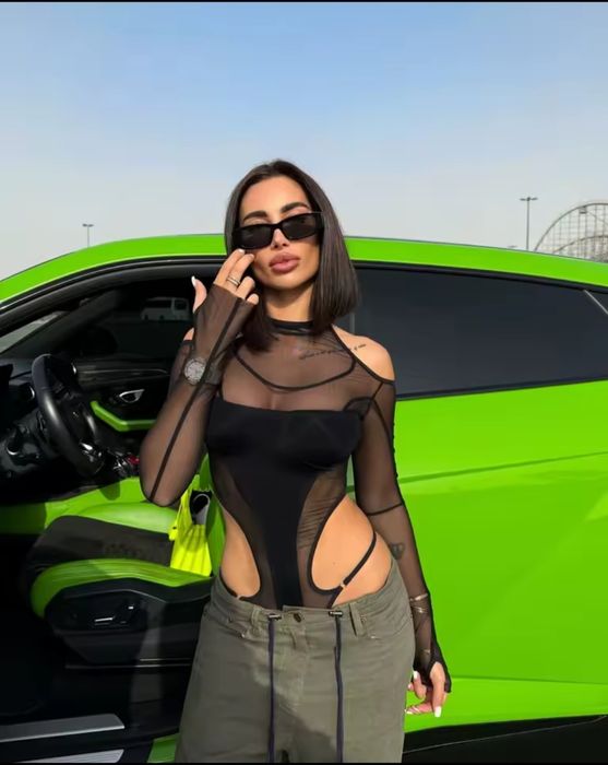 Боді сітка, з вирізом на талії