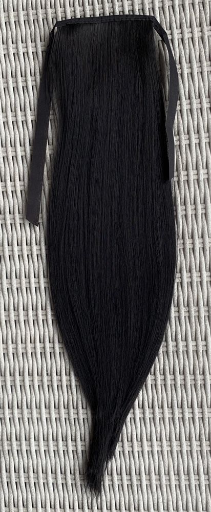 Włosy doczepiane. czarny, kucyk, treska 55 cm ( 87)