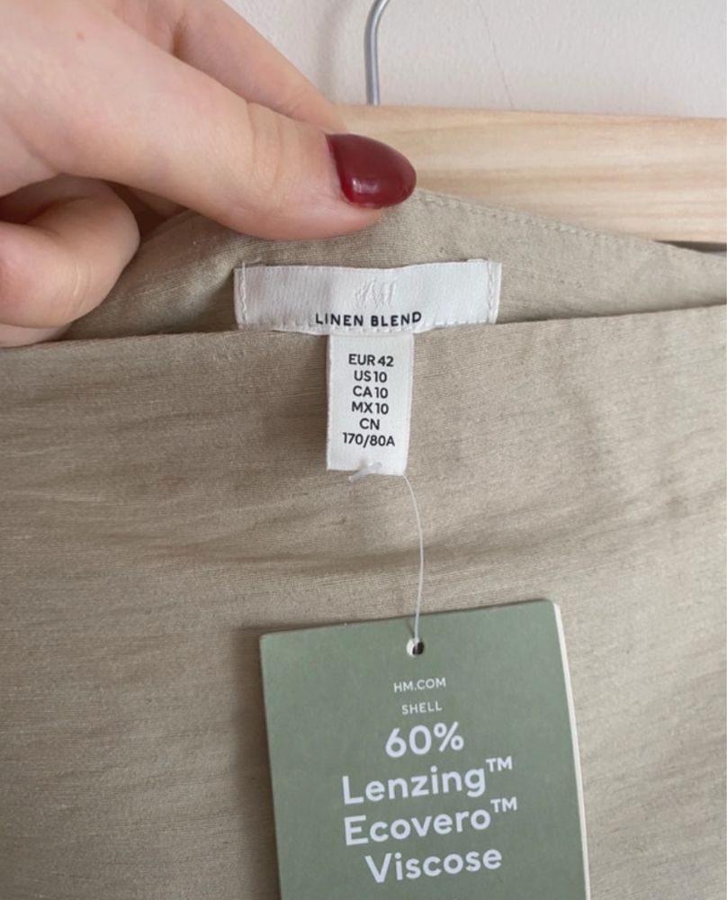 Lniana krotka spodniczka damska 42 xl h&m