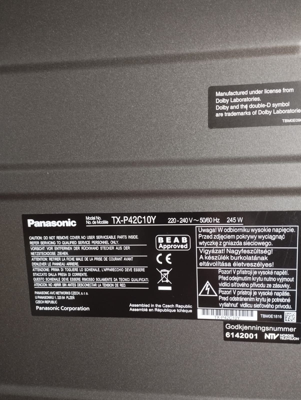 panasonic tx-p42c10y