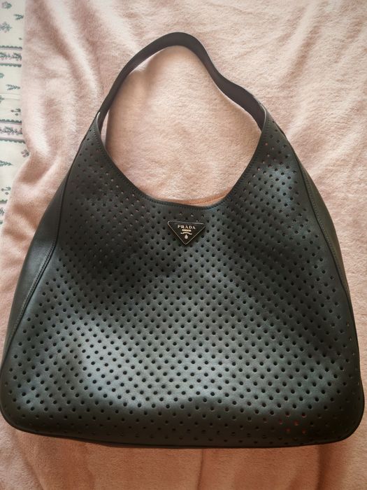 Bolsa Prada City Black Fori Leather Hobo