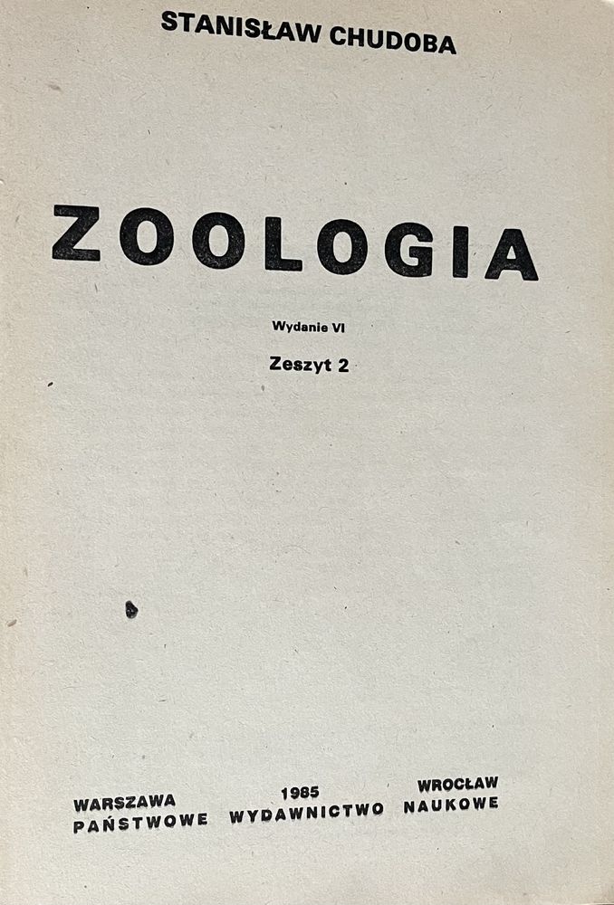 Zoologia. Stanisław Chudoba