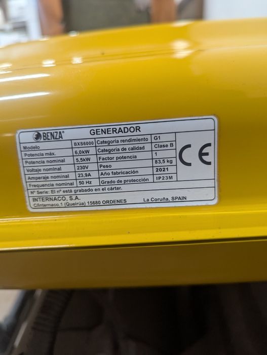 Генератор BENZA BXS6000 — 6,0 kW (номінал 5,5 kW), 230V, 2021 — в робо