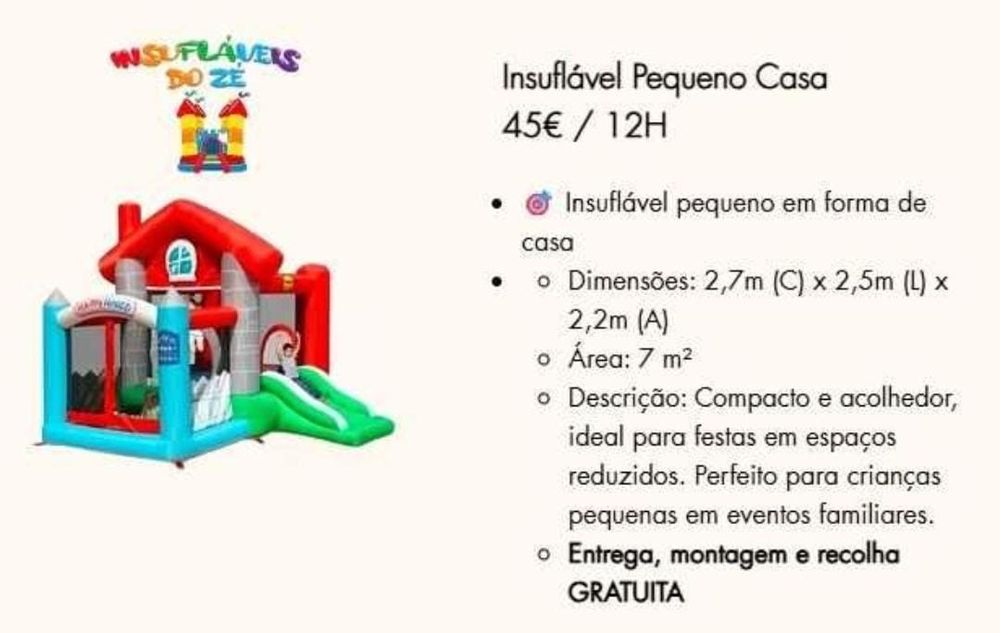 Insufláveis aluguer