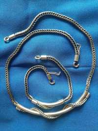 Komplet biżuterii srebrnej naszyjnik i bransoleta 62g