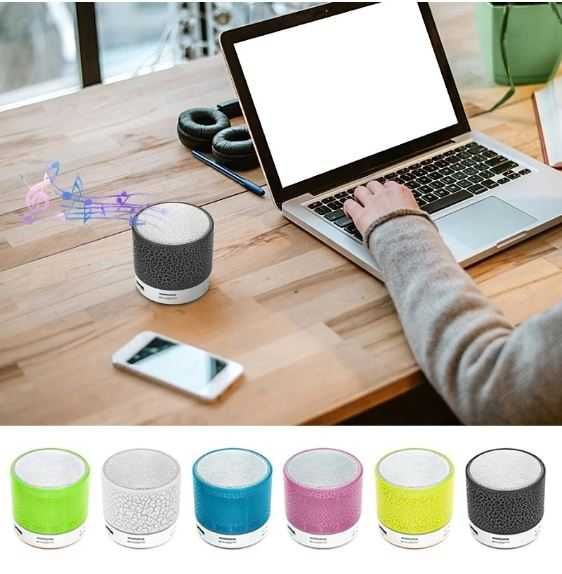 Coluna Portátil com LED e Bluetooth