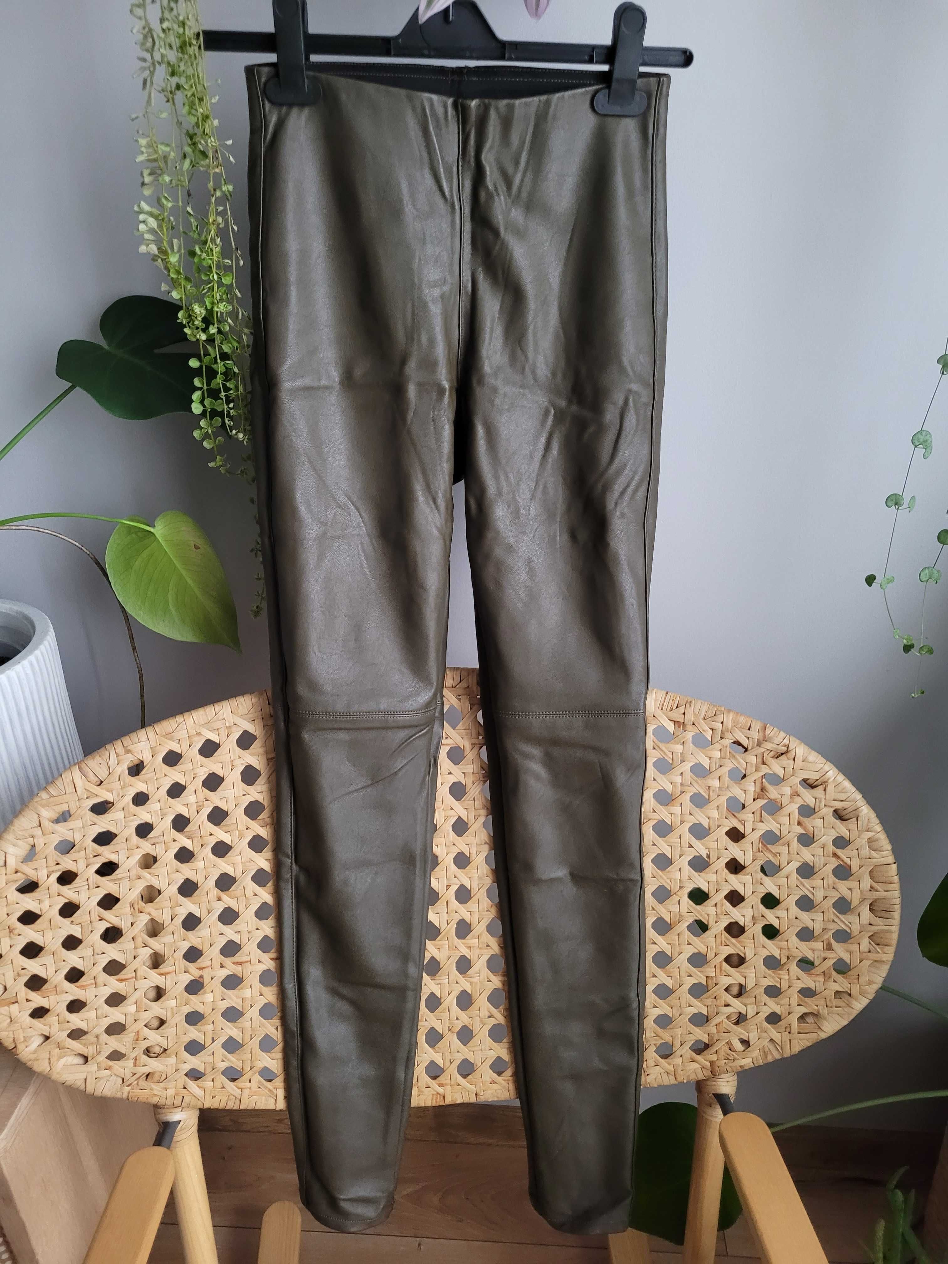 Spodnie/ legginsy skórzane skóra ekologiczna H&M