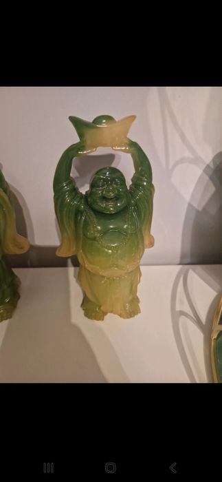 Conjunto de 3 budas em jade