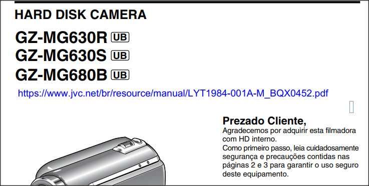 Camâra de vídeo JVC GZ-MG630 Everio 60GB Hard Drive