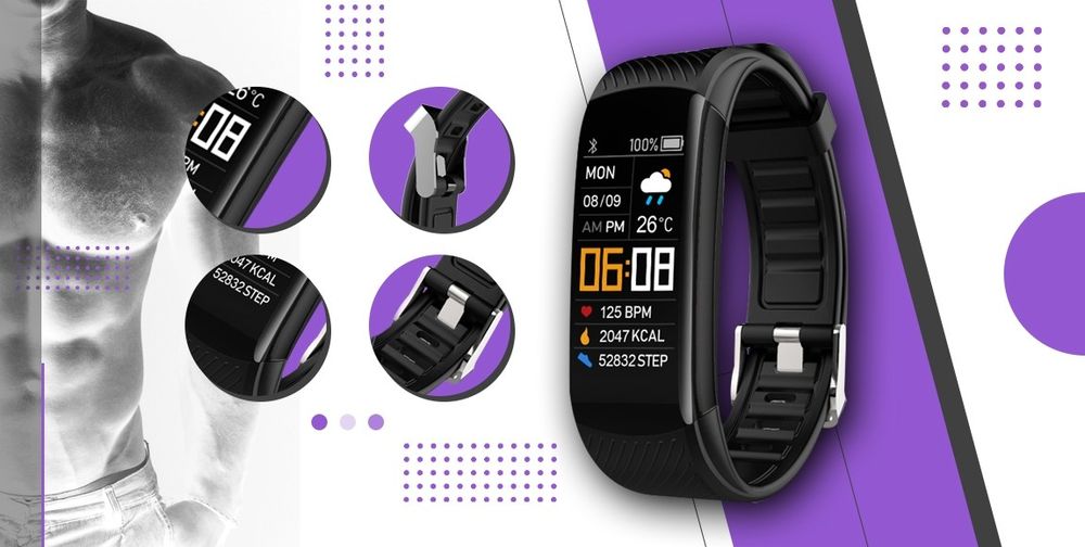 smartband giewont fit&go duo gw200-3 - black + pasek flora violet