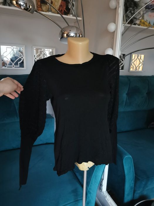 Sweterek czarny błyszczący Zara 100% wiskoza