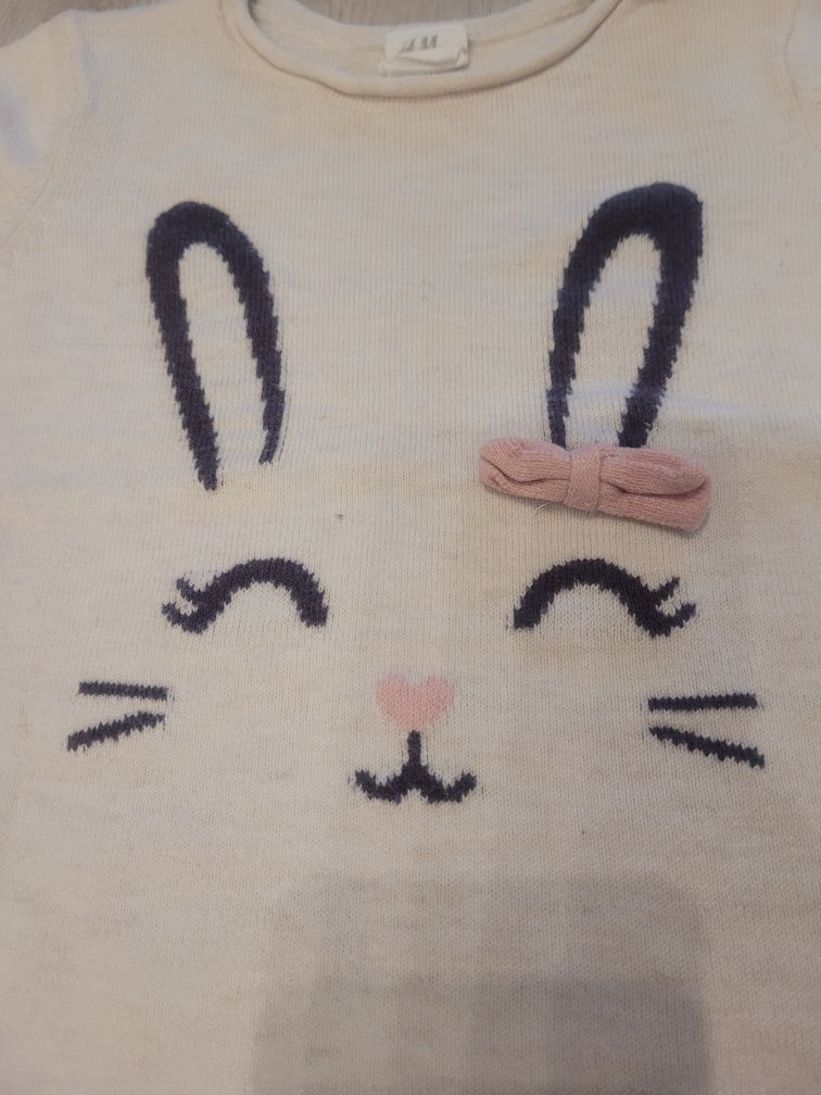 Sweterek H&M, słodki króliczek, rozmiar 86