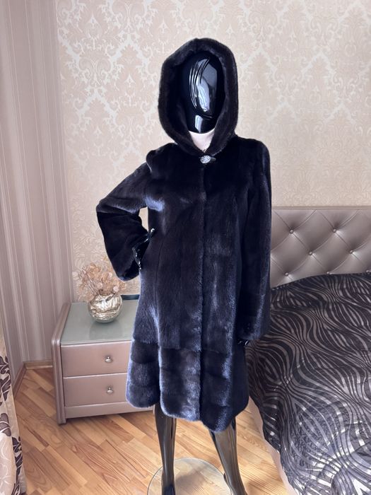 22.12 Київ примірки! Норкова шуба 100 см, 42-46, blacknafa