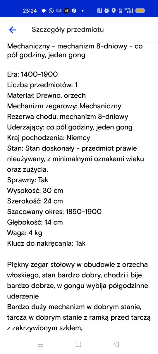 Zegar kominkowy baba XIX w