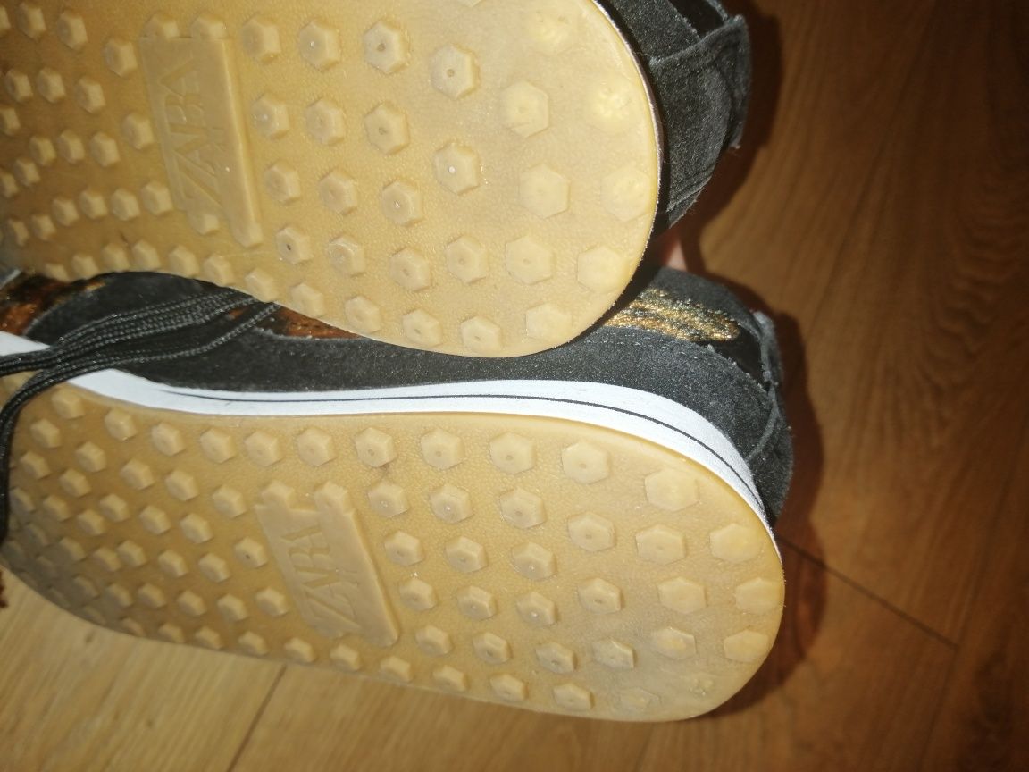 ZARA r. 41 adidasy panterka futerko brązowe buty sportowe