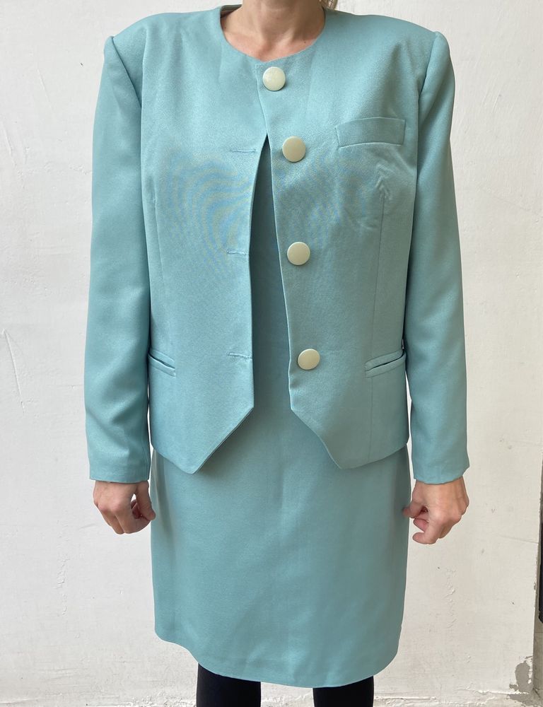 Вінтажний мʼятний костюм сукня піджак у стилі 60-х років