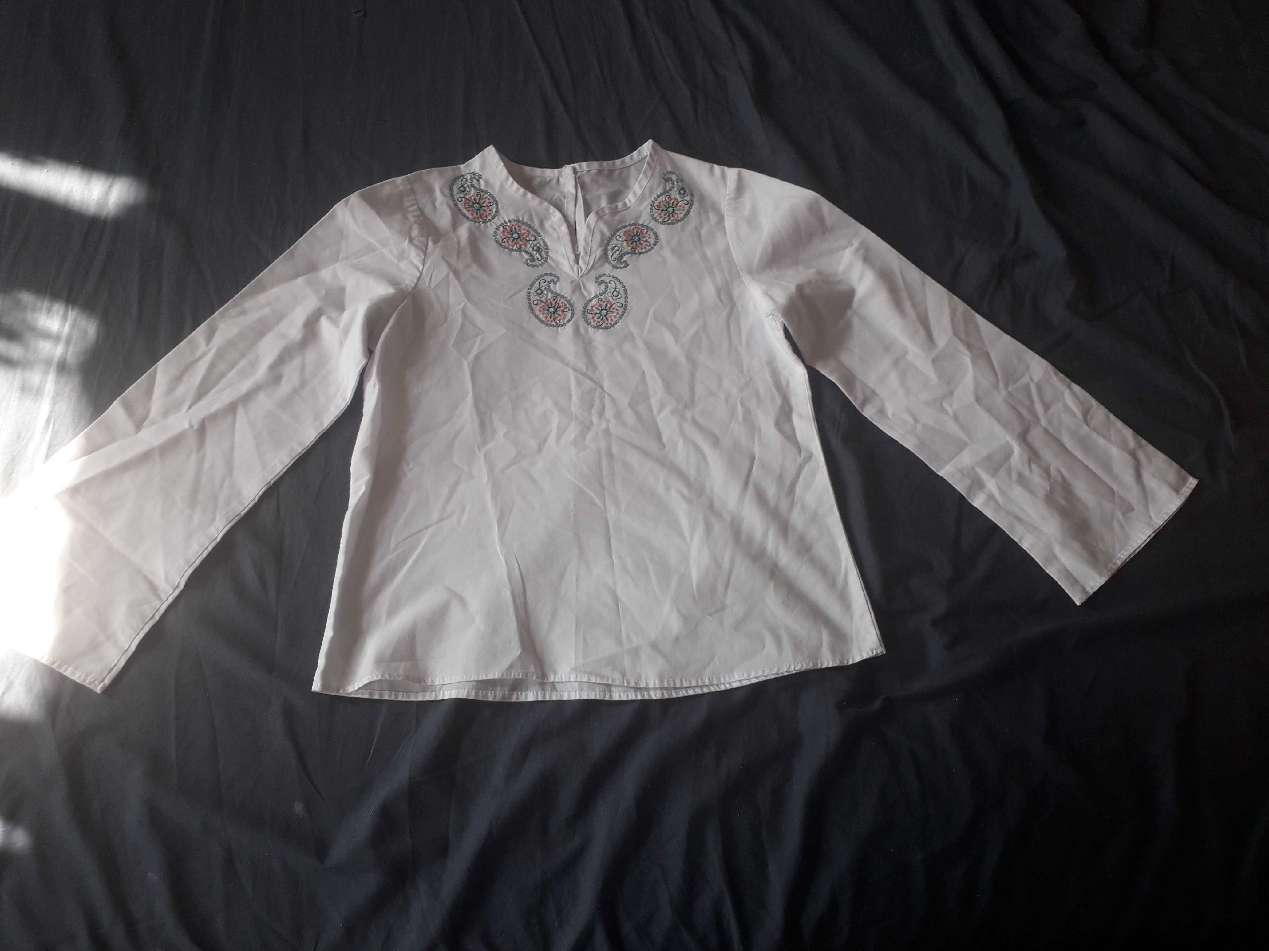 Biała bawełniana bluzka 134 styl etno