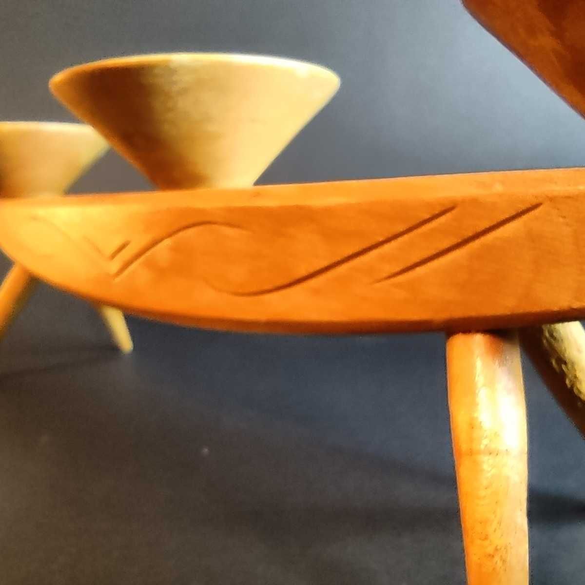 Drewniany świecznik z lat 60 - styl skandynawski