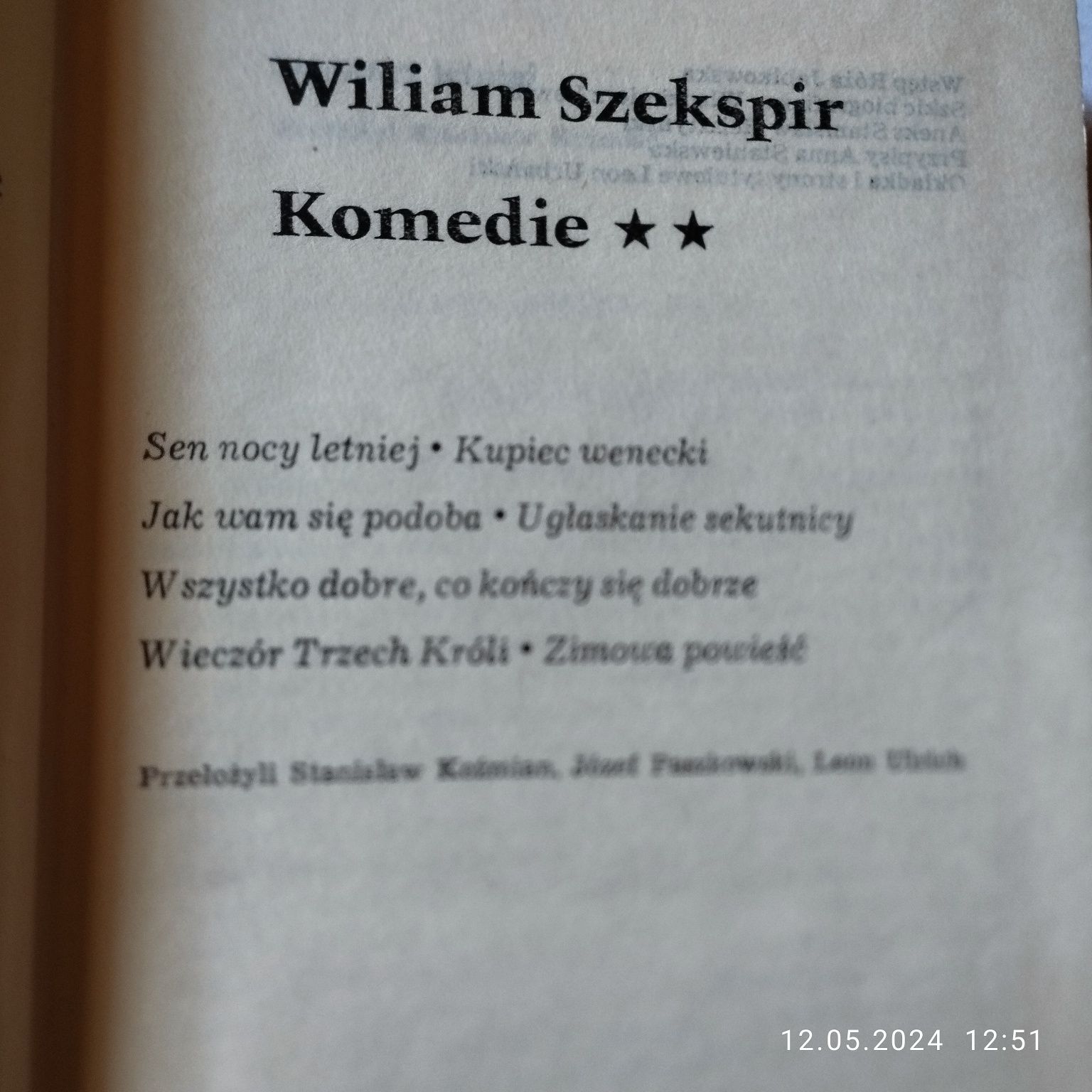 Wiliam Szekspir - Dzieła Dramatyczne .Tom 1,2,4,6.