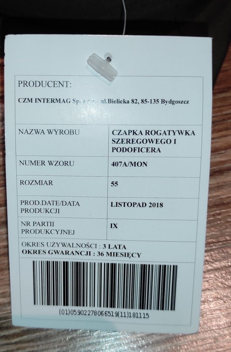 Czapka rogatywka szeregowego / podoficera NOWY WZÓR