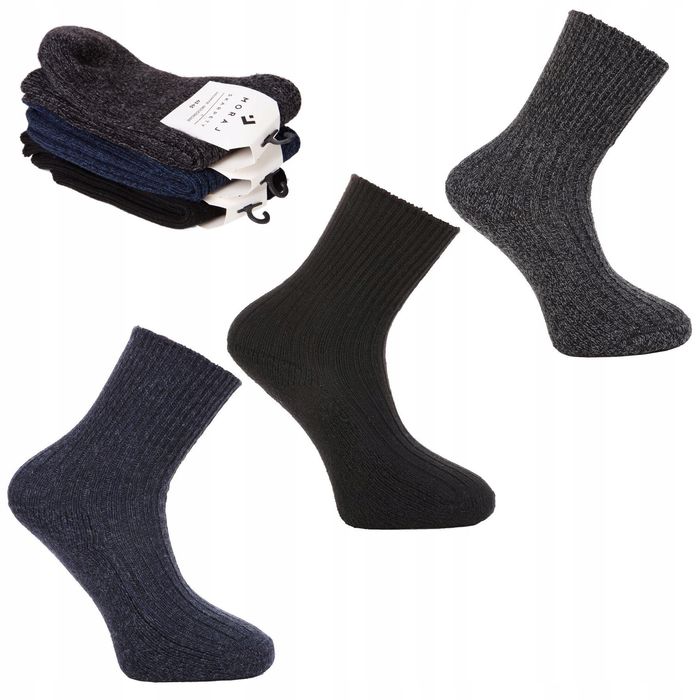 Skarpetki Męskie Długie Wełniane Bezuciskowe Thermo Grube Moraj 43-45
