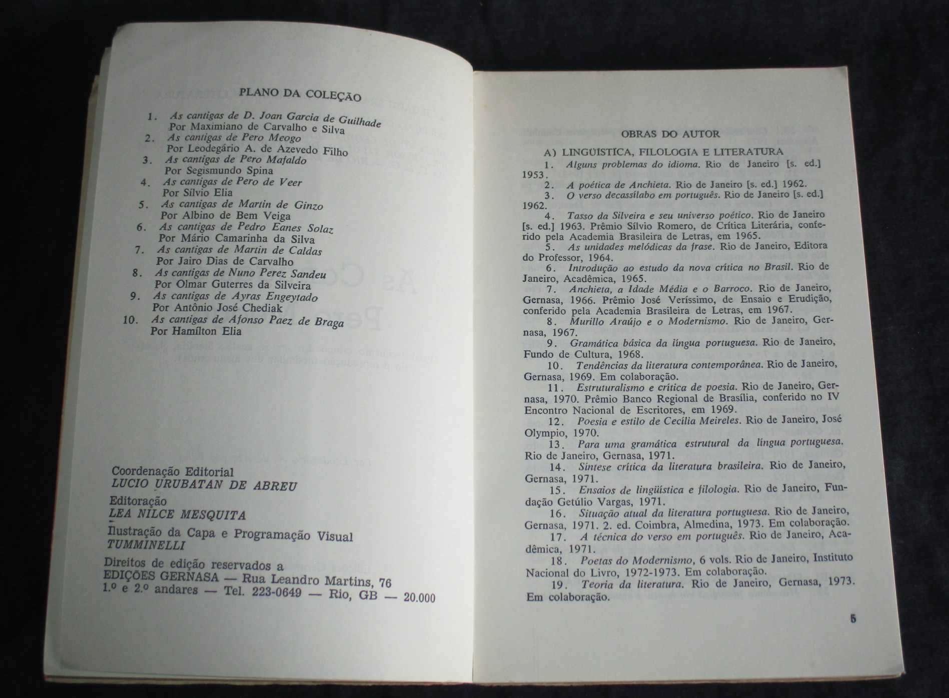 Livro As Cantigas de Pero Meogo Leodegário A. De Azevedo Filho