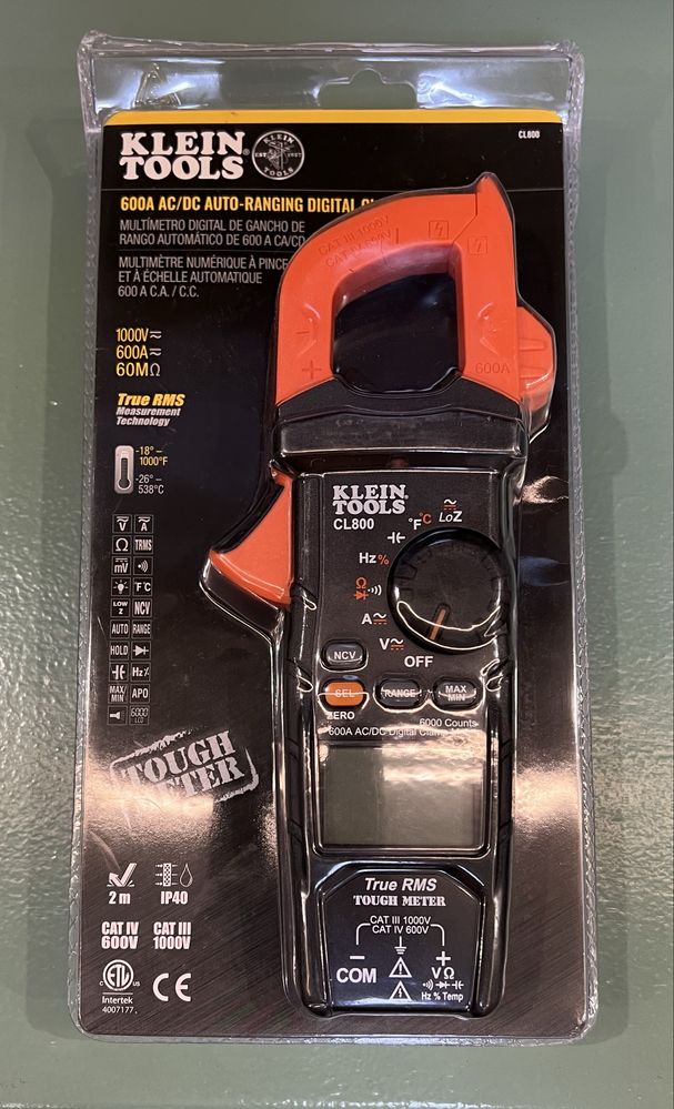 Klein tools CL800 преміум кліщі-мультиметр AC/DC 600A 1000V новий