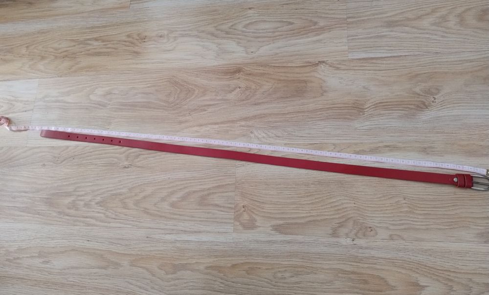 Pasek damski skóra naturalna czerwony, marmurek 18 mm