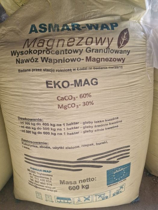 Wapno nawozowe granulowane, węglanowe, magnezowe czarna kreda