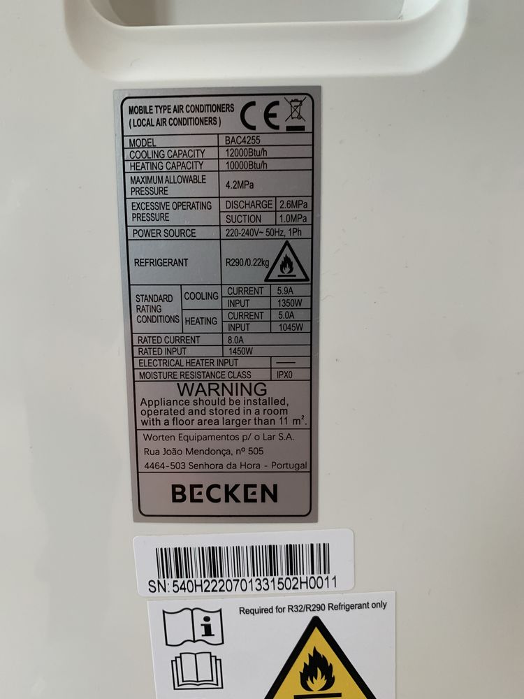 Ar Condicionado Portátil BECKEN