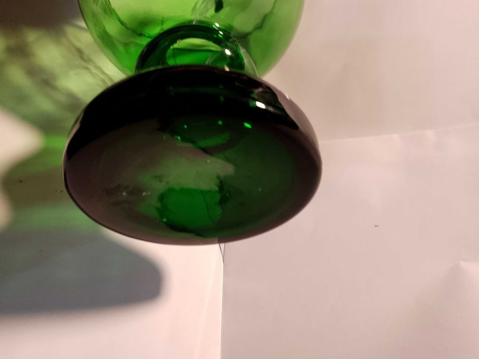 Wazon Kielich zielone szkło ozdobne duży