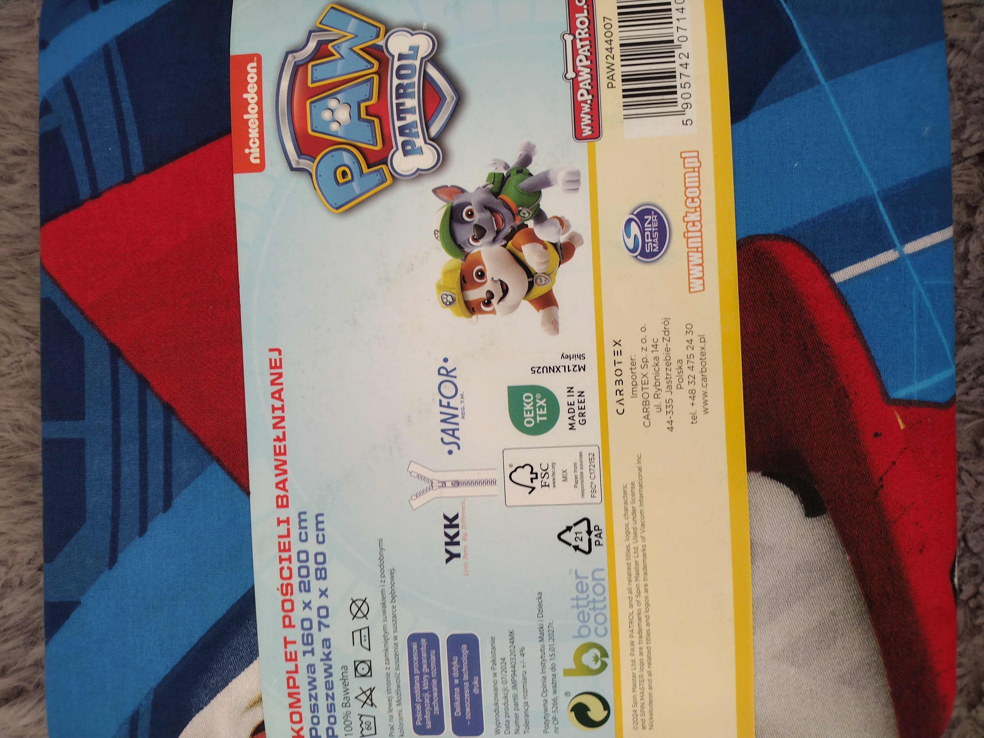 Komplet pościeli bawełnianej dla chłopaka 160x200psi patrol Paw patrol