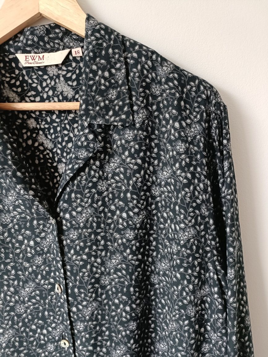 Koszula damska plus size flowers wiskoza w kwiaty 46 XXXL
