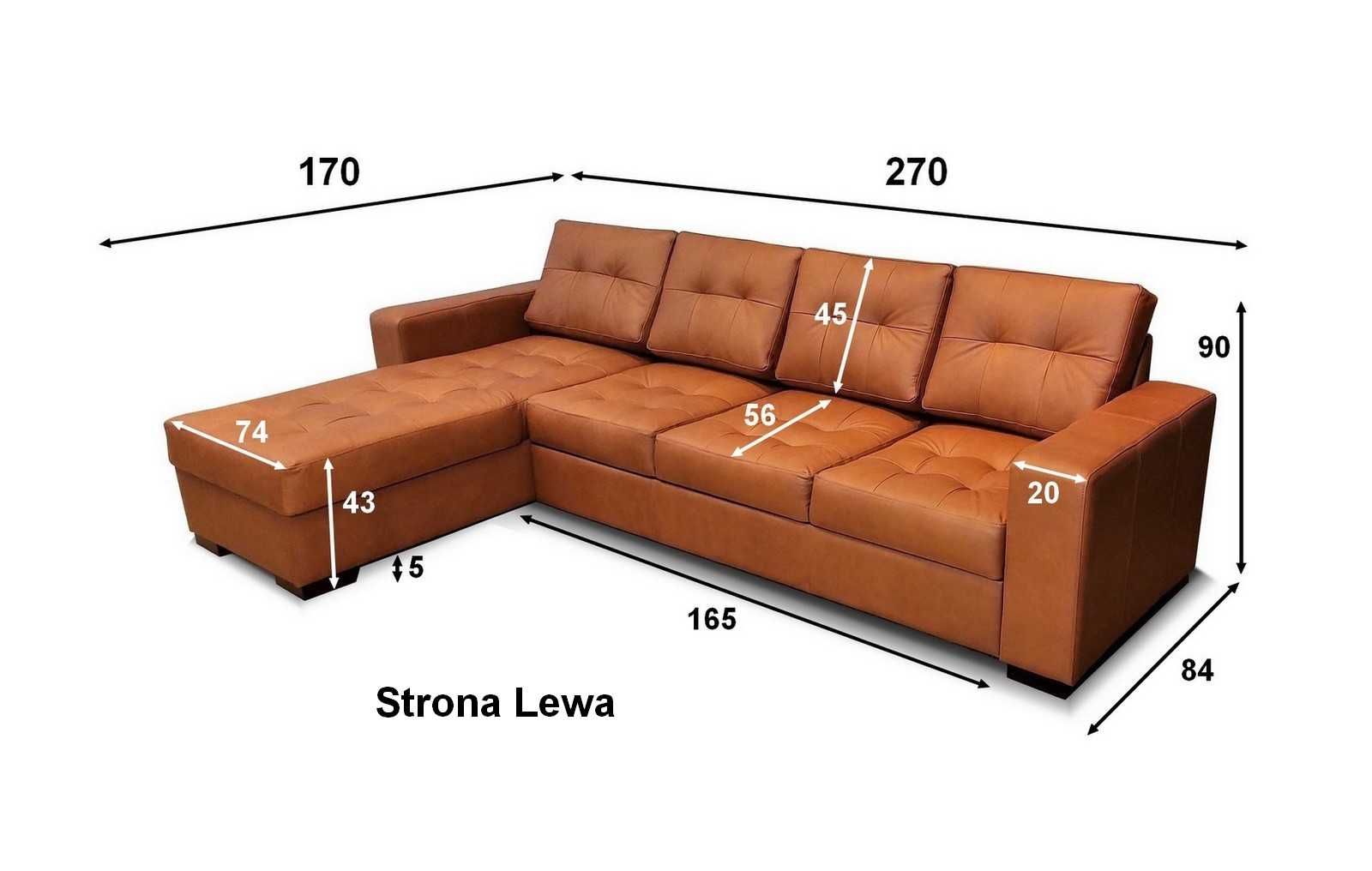 Narożnik skórzany 270x170 i inne sofa narożna rogówka 100% SKÓRA NATUR