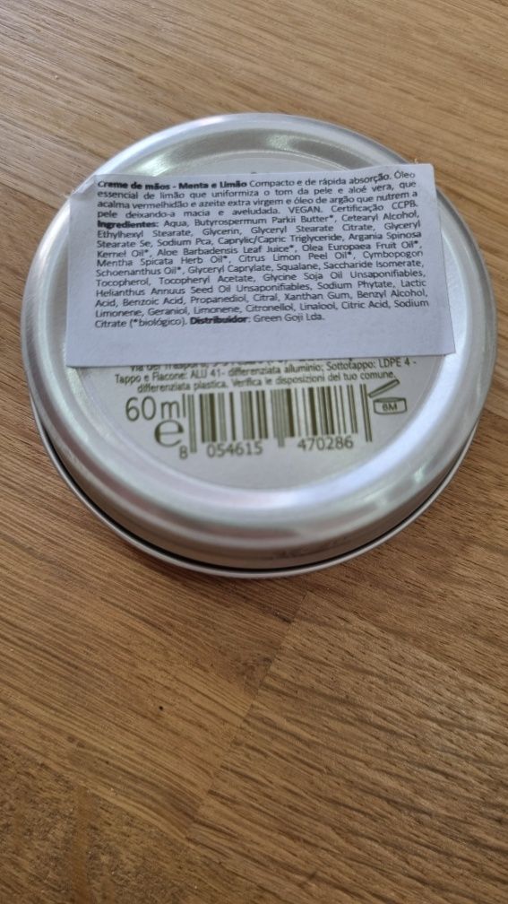 Creme de mãos vegan
