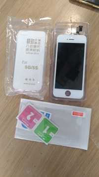 LCD iphone 5s branco com capa protetora e película