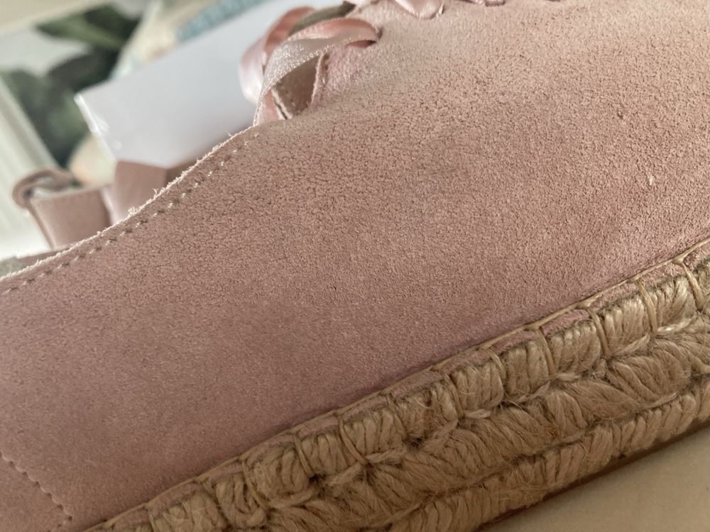Eva Minge NOWE buty sznurowane espadryle rozm.37 pudrowy róż