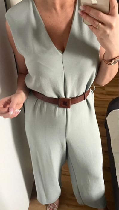 Nowy kombinezon miętowy z paskiem ZARA rozmiar S 36