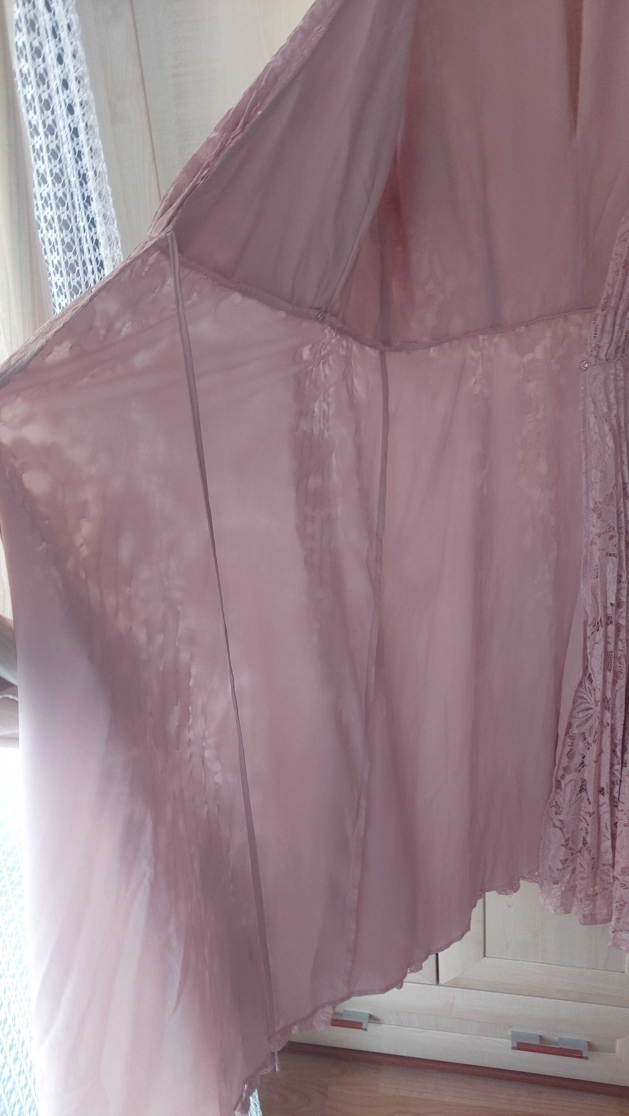sukienka ASOS, pudrowy róż, plisowana, rozmiar 52