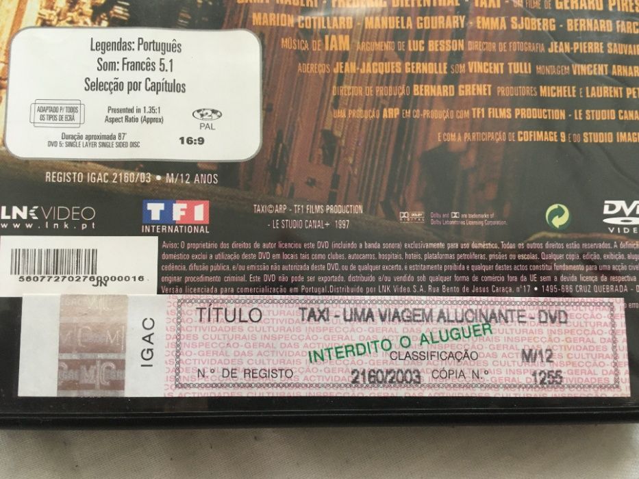 Taxi 1 - Filme original Nacional Portugues (Portes CTT GRÁTIS)