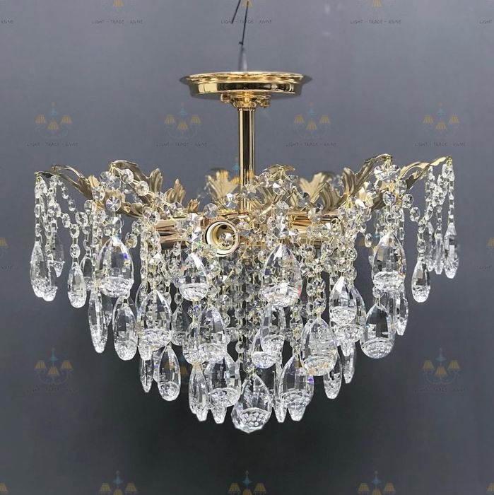 Хрустальна люстра на 5 лампочок - золото