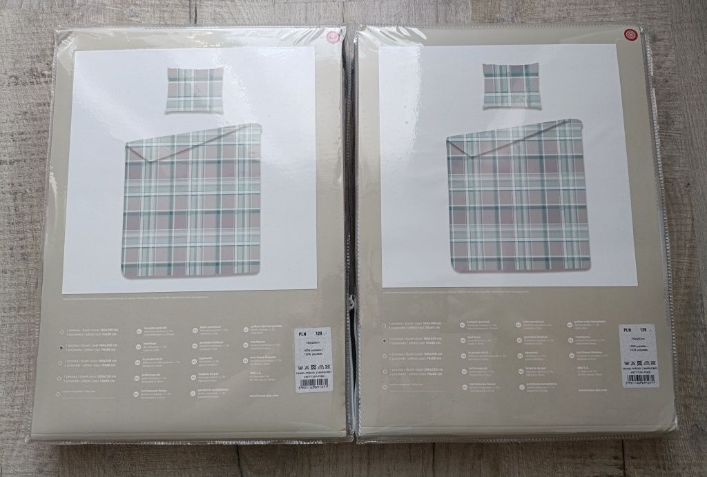 Dwa komplety pościeli z mikrofibry marki Home&You 160x200 krata kratka