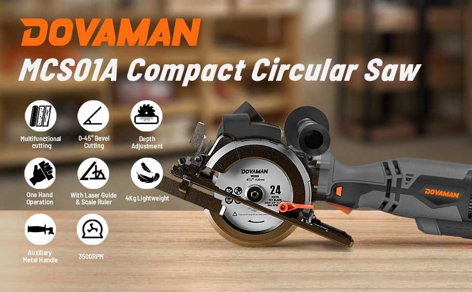 Pilarka tarczowa Ręczna piła tarczowa Laser 115mm 710W- DOVAMAN MCS01A