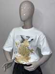 T-shirt Bastet damski , biel-złoto , one size Okazja !!