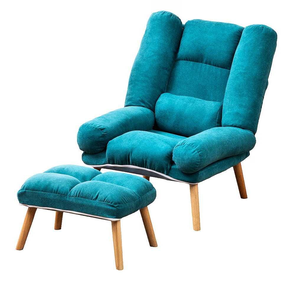 Fotel Uszak w stylu skandynawskim Niebieski