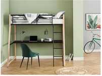 Cama alta MALICIA VENTE-UNIQUE Preto, Natural claro 90x190