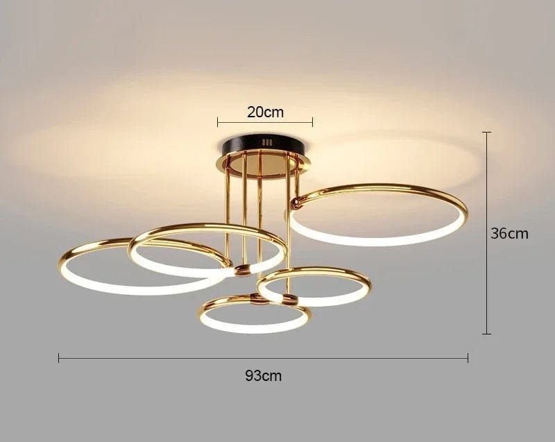 Nowoczesny żyrandol LED z pierścieniami⁹ – lampa sufitowa z geometrycz
