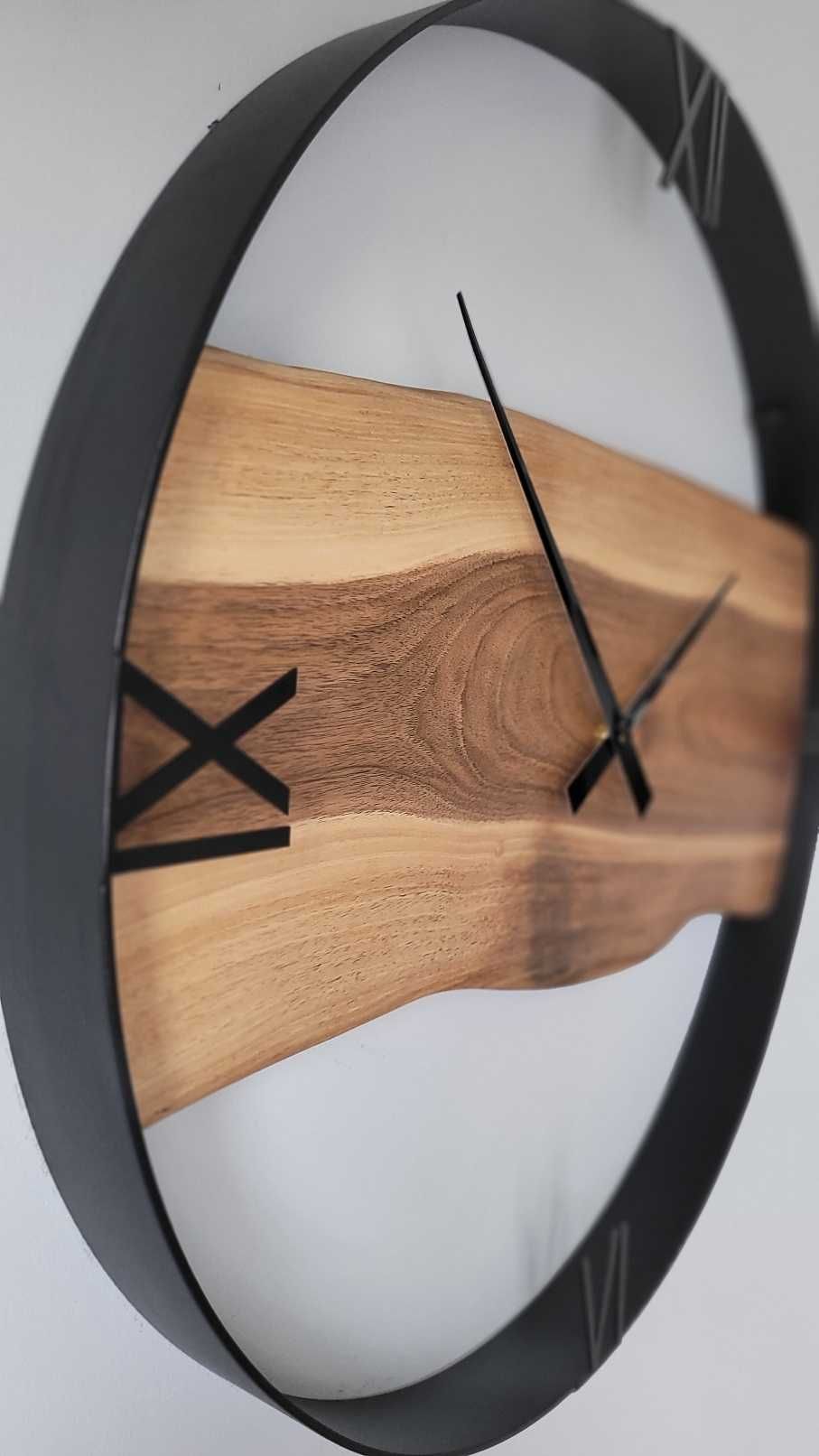 Zegar ścienny 60cm naturalne drewno orzechowe.Loft, Rękodzieło Prezent