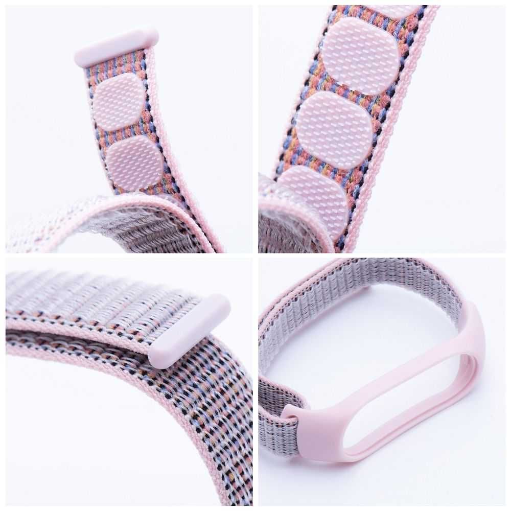Pasek nylonowy opaska do XIAOMI Mi Band 5 / 6 - różowy