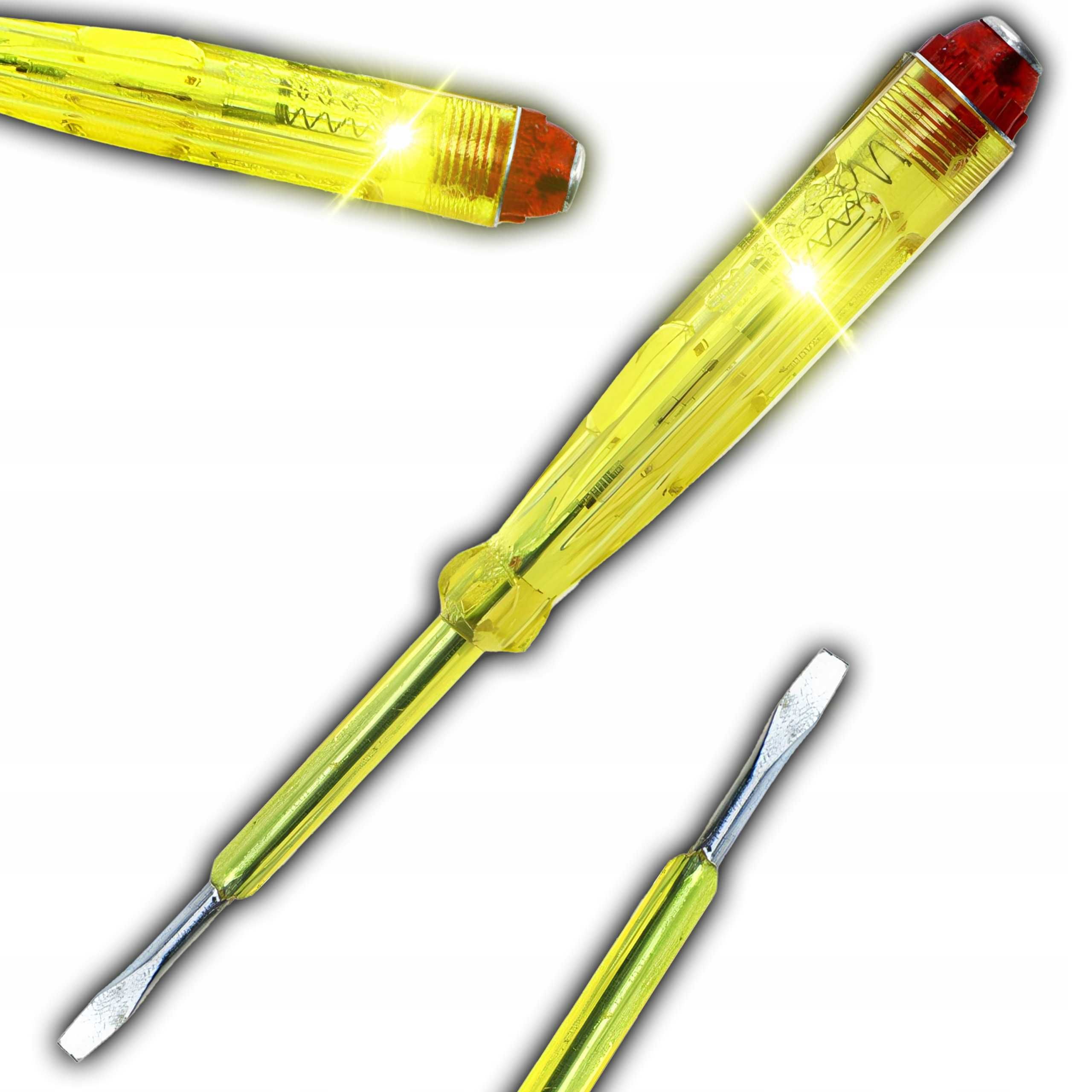 Śrubokręt Płaski Miernik Napięcia Próbnik 13cm Tester Prądu 250v